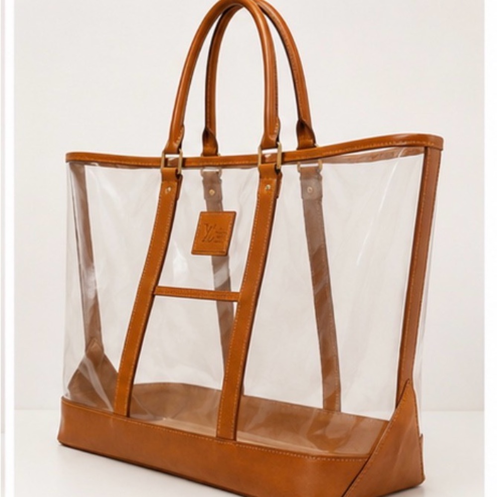 Louis Vuitton Stunning Large Resort Weekender Beach Tote bag Clear w Leather -